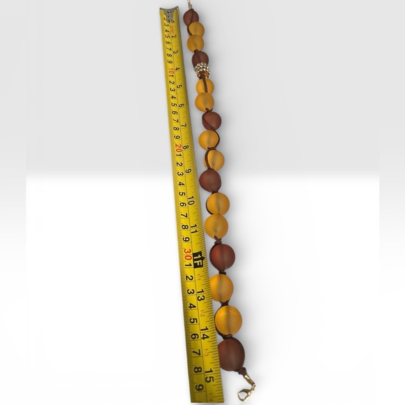 NWT Frosted Amber & Brown Beaded Jewelry Set - Necklace, Bracelets & Earrings - Picture 5 of 8